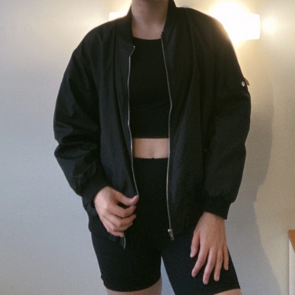 Urban Outfitters Black Bomber Jacket - Picture 1 of 3